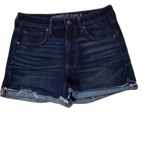 American Eagle Indigo High Rise Shortie Shorts - Picture 2 of 4